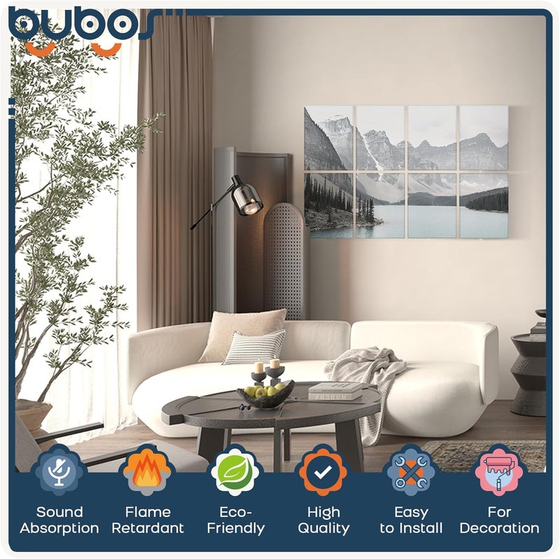 B Bubos 8 Pack Art Acoustic Panels Soundproof Wall Panel,47.2X31.4 Inches Sound Absorbing Panel,Self-Adhesive Decorative Acoustical Wall Panels, Acoustic Treatment for Ceiling Home Office（Lake） - Image 3
